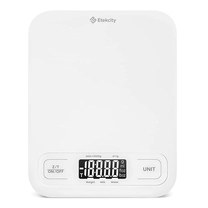 Digital Food Kitchen Scale – Stainless Steel with LCD Display, 5-Unit Modes, Tare Function & Batteries Included (11lb Capacity)