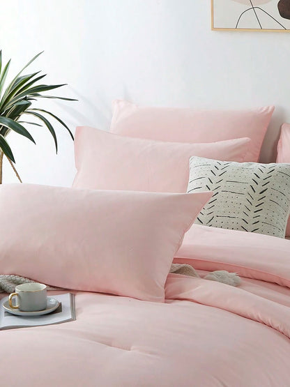 2/3-Piece Super Soft Pink Comforter Set – Queen Size Bedding for All Seasons