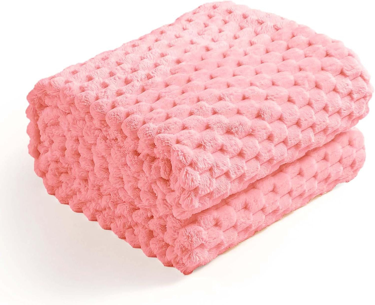 Flannel Fleece Throw Blanket(50X70 Inches), Big 3D Clouds Stylish Hexagon Jacquard Decorative Fuzzy Blankets for Household, Camping, and Travel, Super Soft Cozy, Burnt Orange
