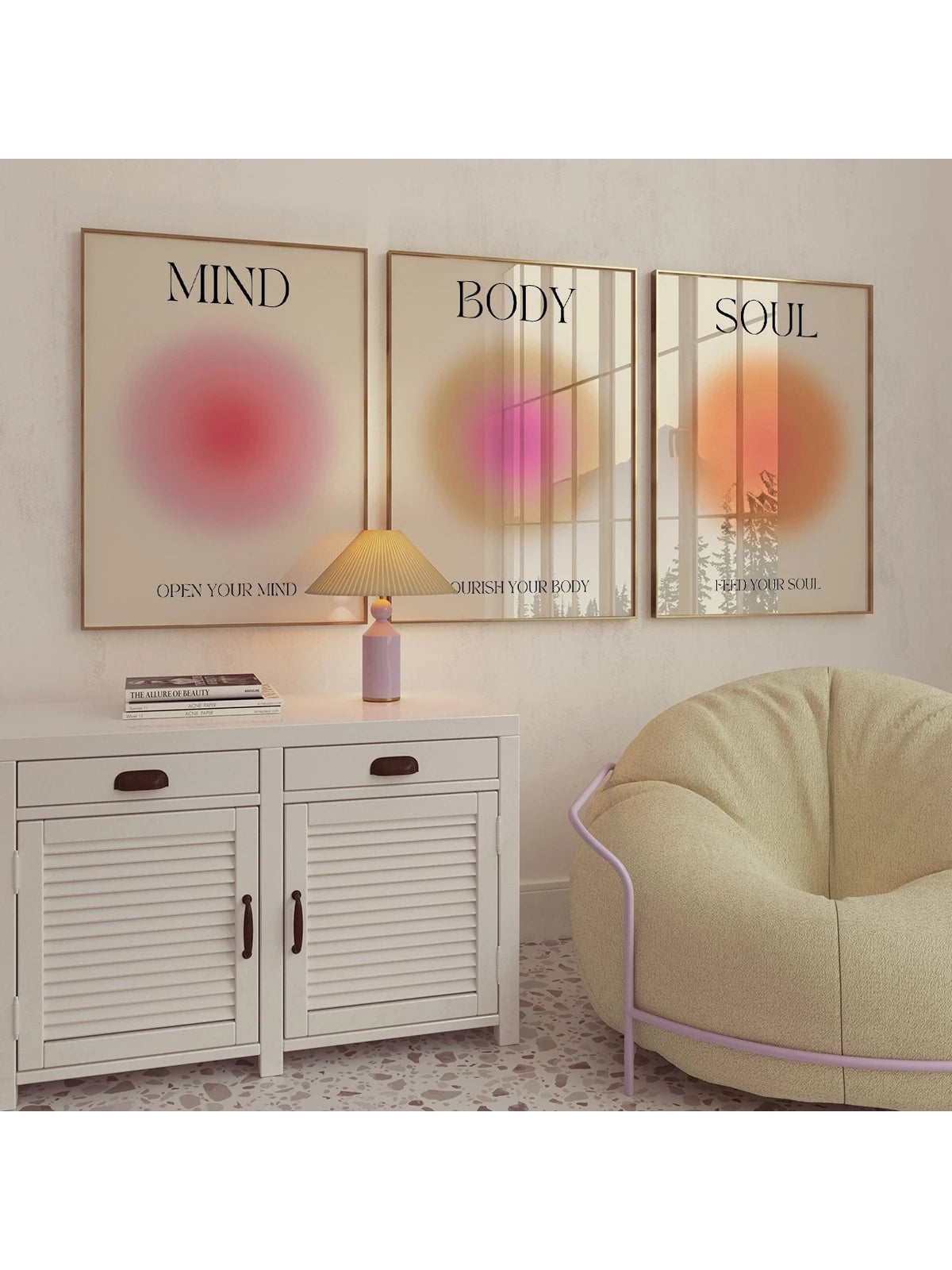 3-Piece Vintage Motivational Quote Wall Art Set – Grainy Gradient Aesthetic Canvas Prints (Unframed, Waterproof)