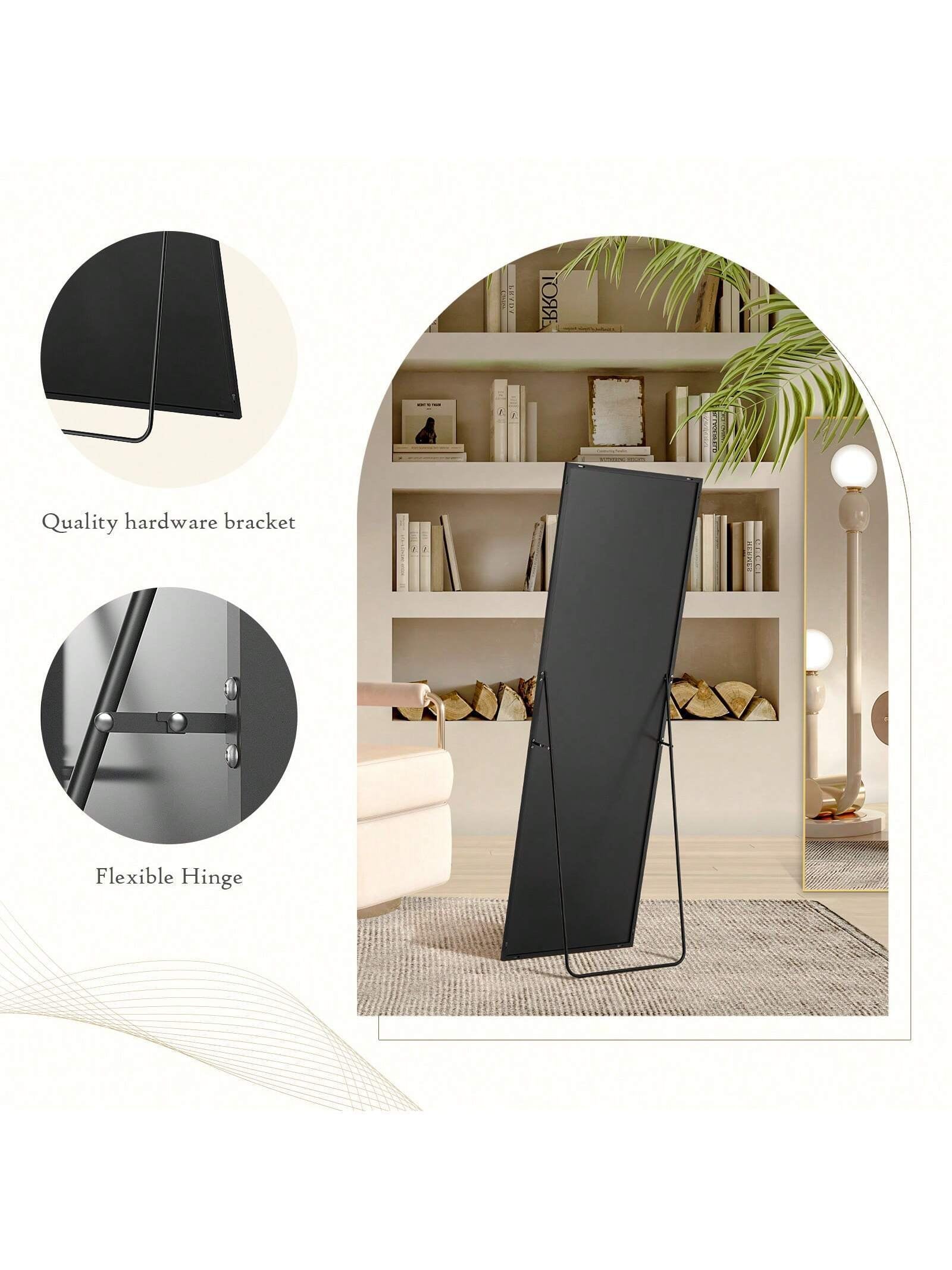 Full Length Standing Mirror – 64"x21" Floor Mirror with Aluminum Frame for Bedroom & Living Spaces