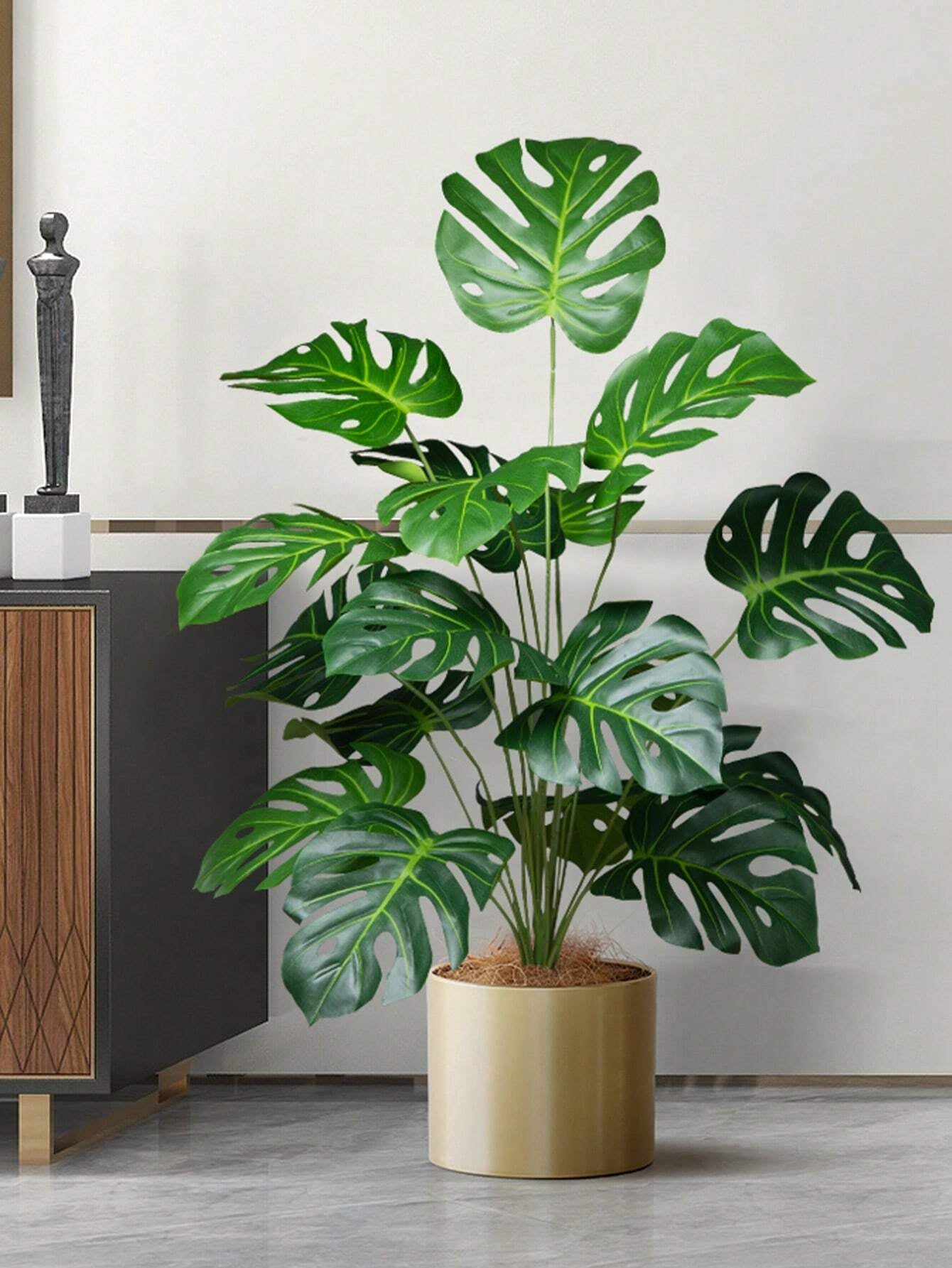 65cm Artificial Monstera Tree – 18 Forks Large Faux Tropical Plant with Turtle Leaves for Home & Garden Decor (No Pot)