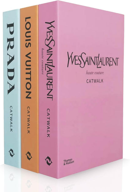 Chic Faux Book Set for Stylish Home Decor - Preppy Aesthetic Collection (Set of 3) (Orange, White, Balck)