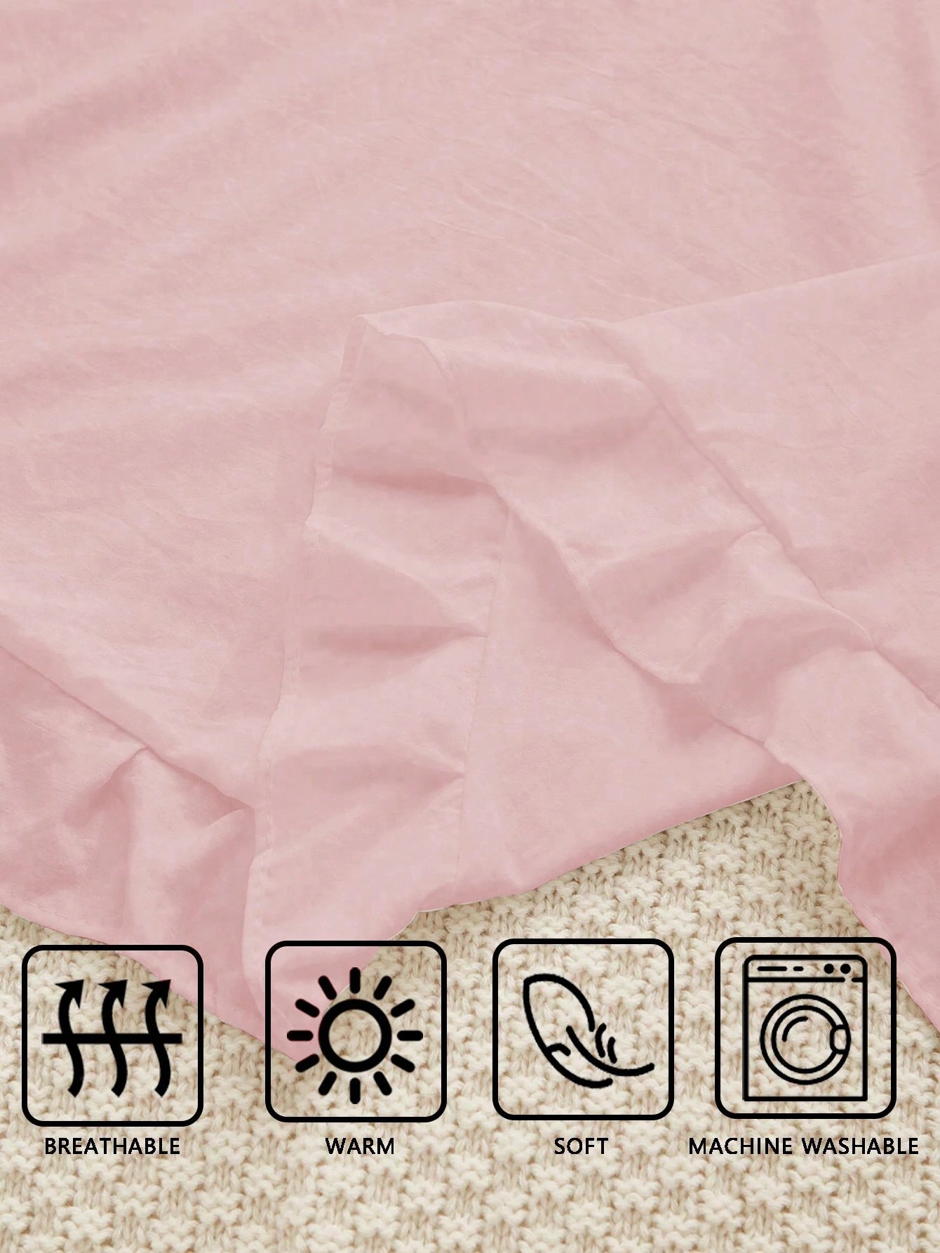 Coral Pink Ruffle Trim Pillowcase – Soft & Skin-Friendly Solid Color Bed Cover (No Filler)