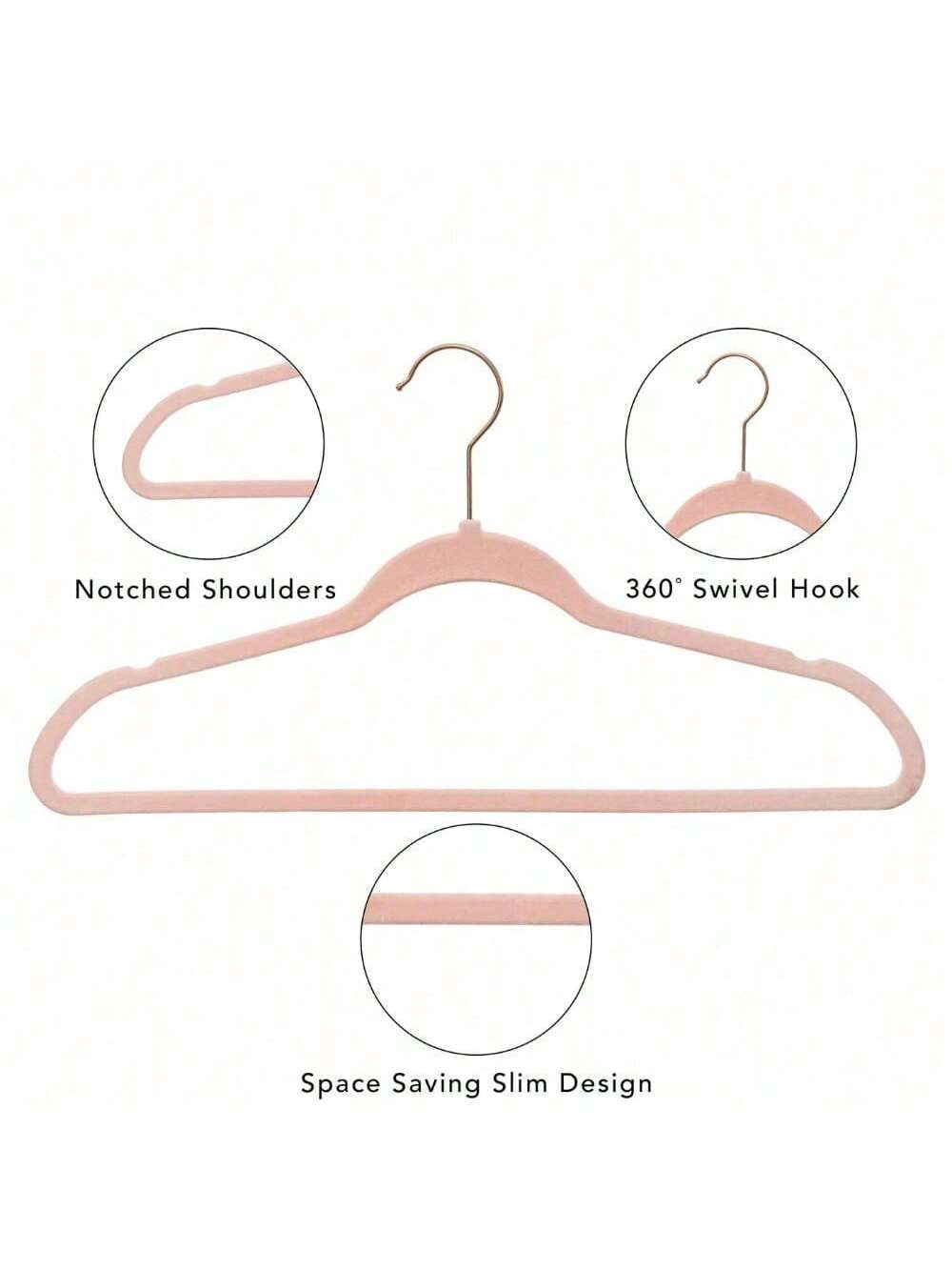 30-Pack Velvet Adult Hangers – Slim, Non-Slip Space-Saving Hangers for Clothes, Pink