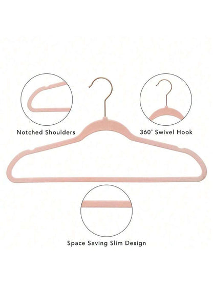 30-Pack Velvet Adult Hangers – Slim, Non-Slip Space-Saving Hangers for Clothes, Pink