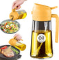 2-in-1 Olive Oil Dispenser & Sprayer – 16oz Glass Bottle for Cooking, Salad, BBQ (Black)