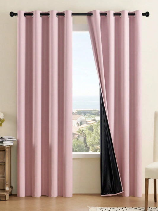 Blackout Curtain Panels – 2Pcs Pink Waterproof Grommet Top Drapes for Bedroom, Living Room & More