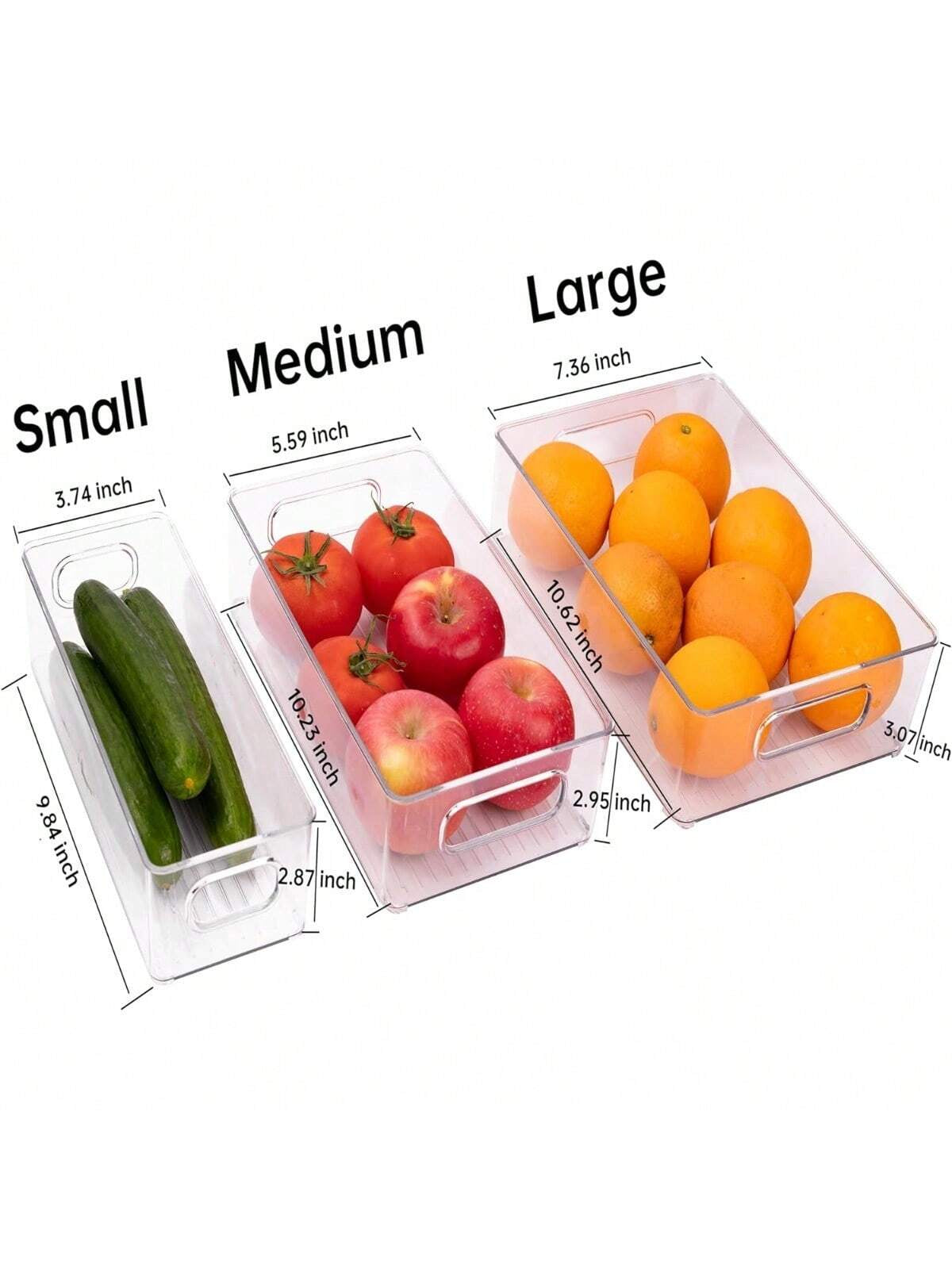 Stackable Refrigerator Organizer Bins – 3/6/9/12 Pack Clear PET Pantry Bins with Handles (3 Sizes)