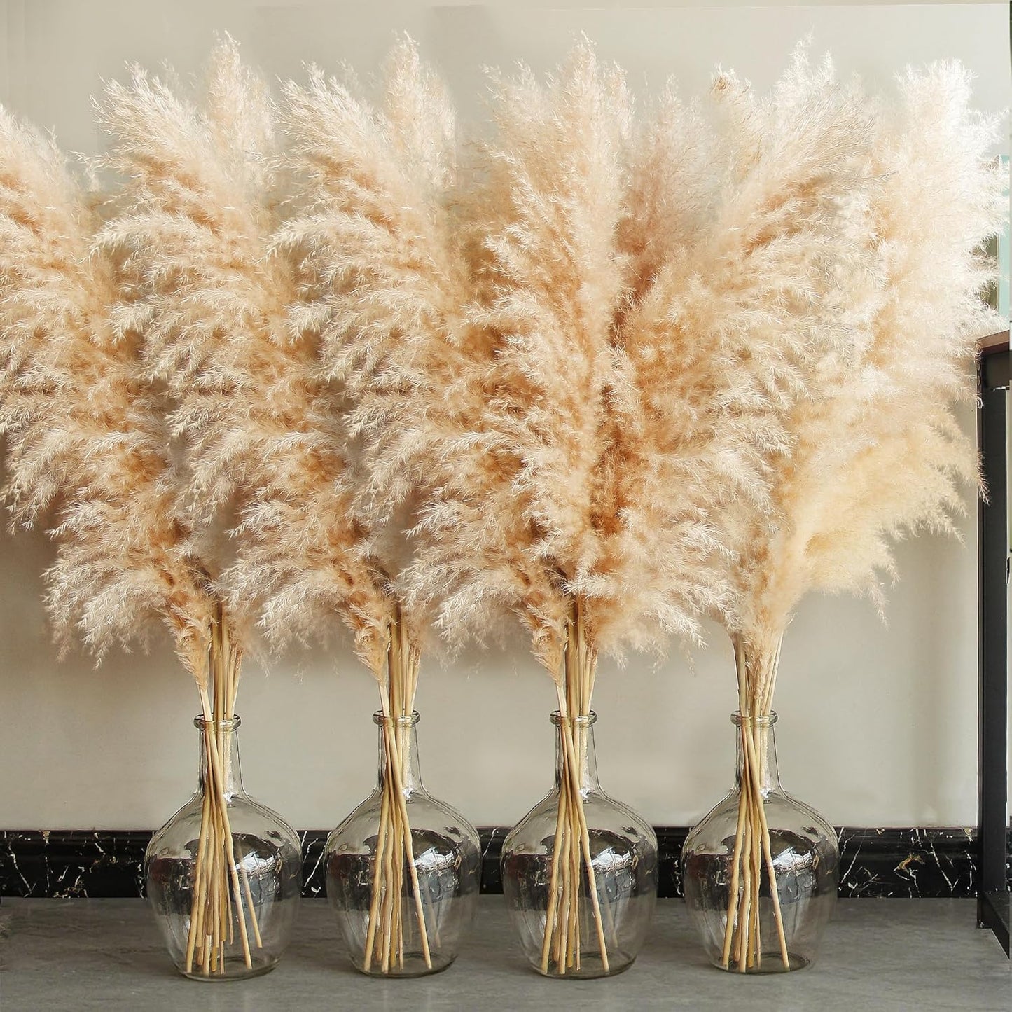 40" Natural Pampas Grass – 10 Stems Tall Beige Dried Floral Bouquet for Boho, Wedding, Farmhouse & Home Decor