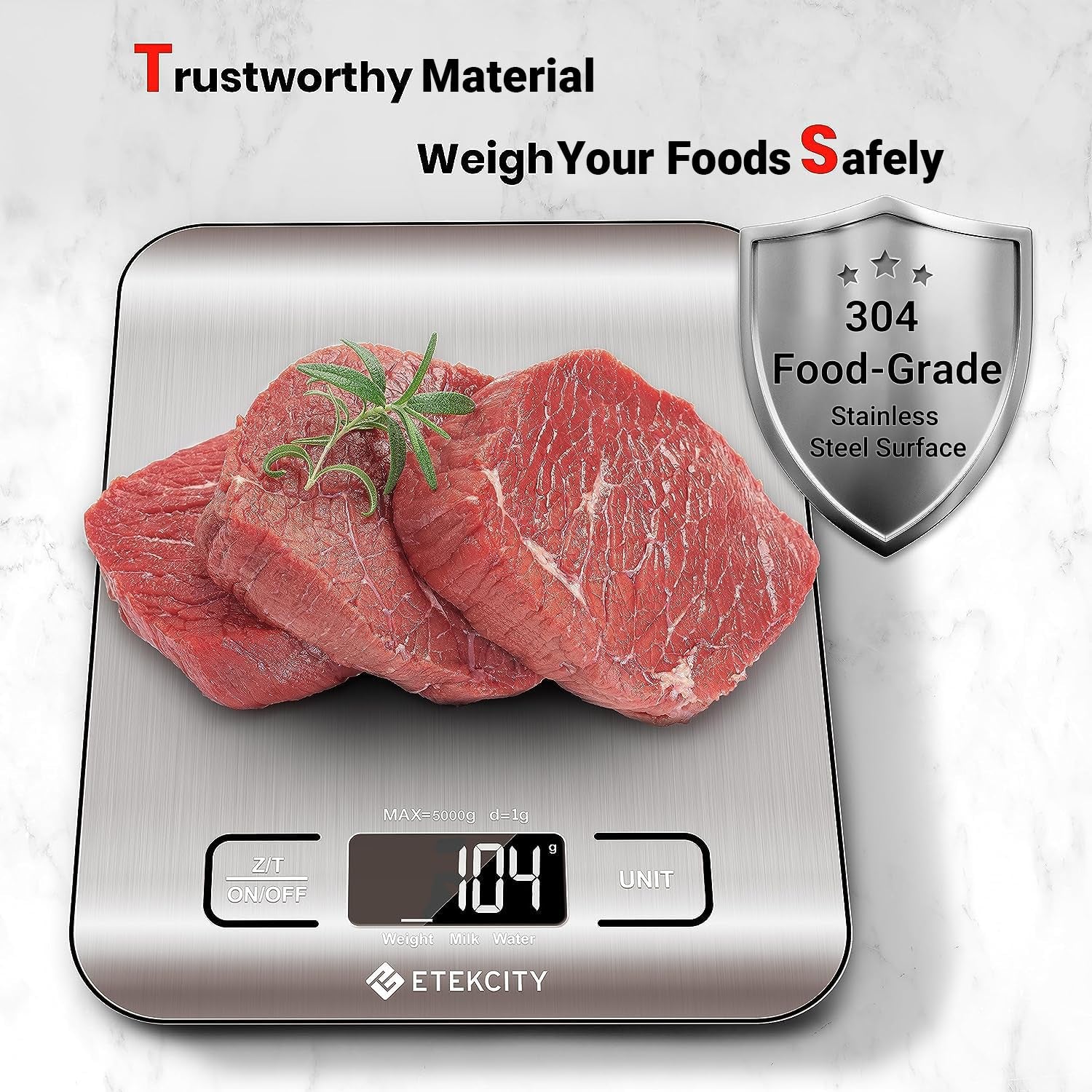 Digital Food Kitchen Scale – Stainless Steel with LCD Display, 5-Unit Modes, Tare Function & Batteries Included (11lb Capacity)