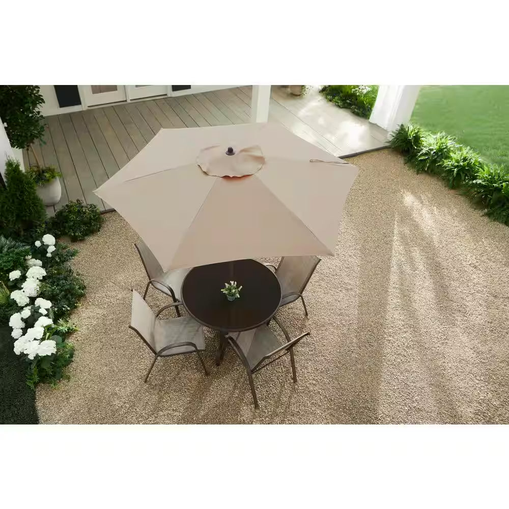 7.5 Ft. Riverbed Tan Steel Market Patio Umbrella – Fade-Resistant Outdoor Shade with Manual Lift