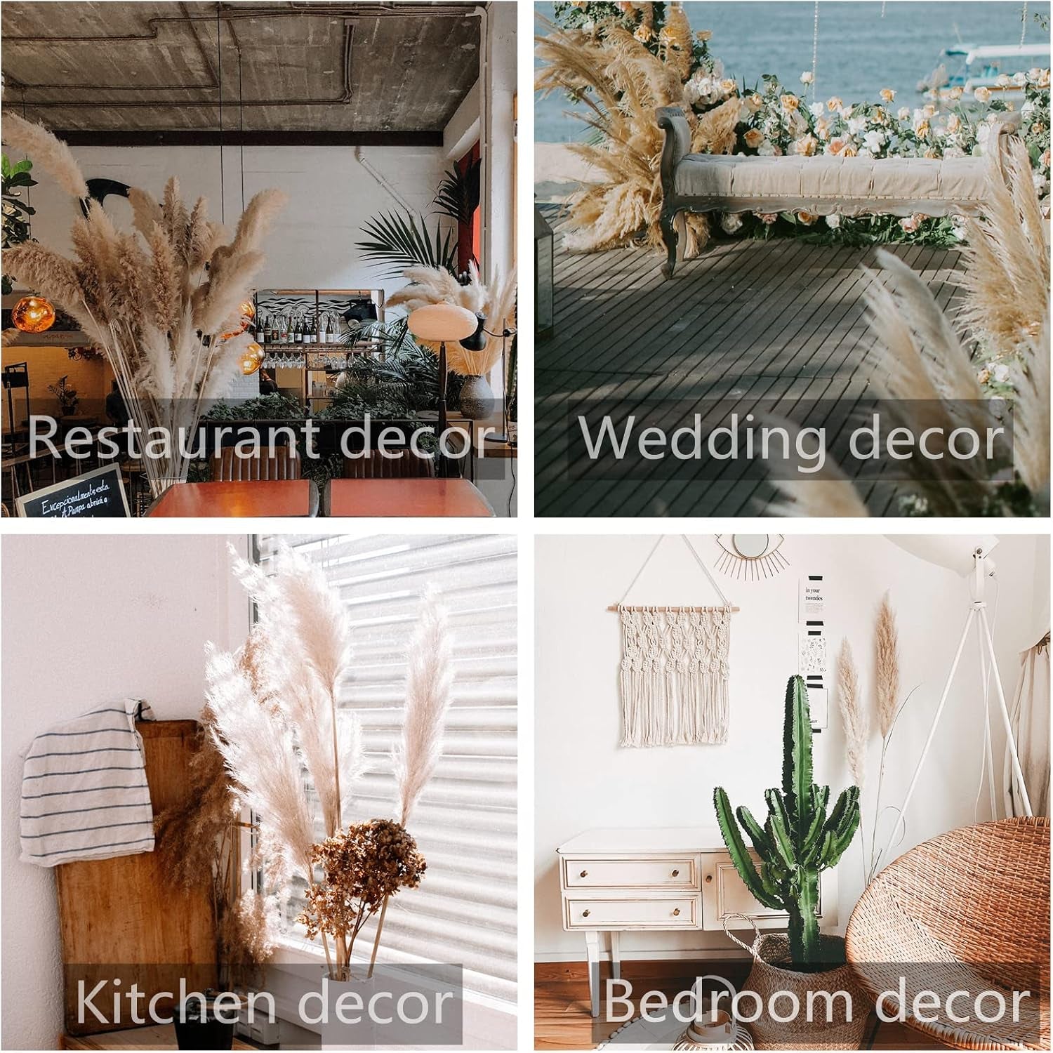 40" Natural Pampas Grass – 10 Stems Tall Beige Dried Floral Bouquet for Boho, Wedding, Farmhouse & Home Decor