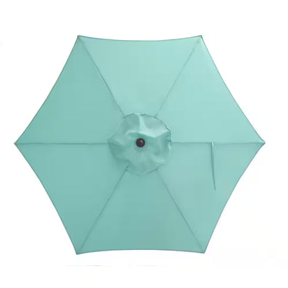 7.5 Ft Outdoor Steel Patio Umbrella – Hexagon Market Style with Manual Lift in Haze Teal Blue