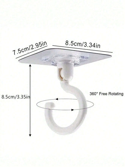 3Pcs Rotatable Ceiling Adhesive Hooks – No-Drill Sticky Hangers for Plants, Lanterns & Decor