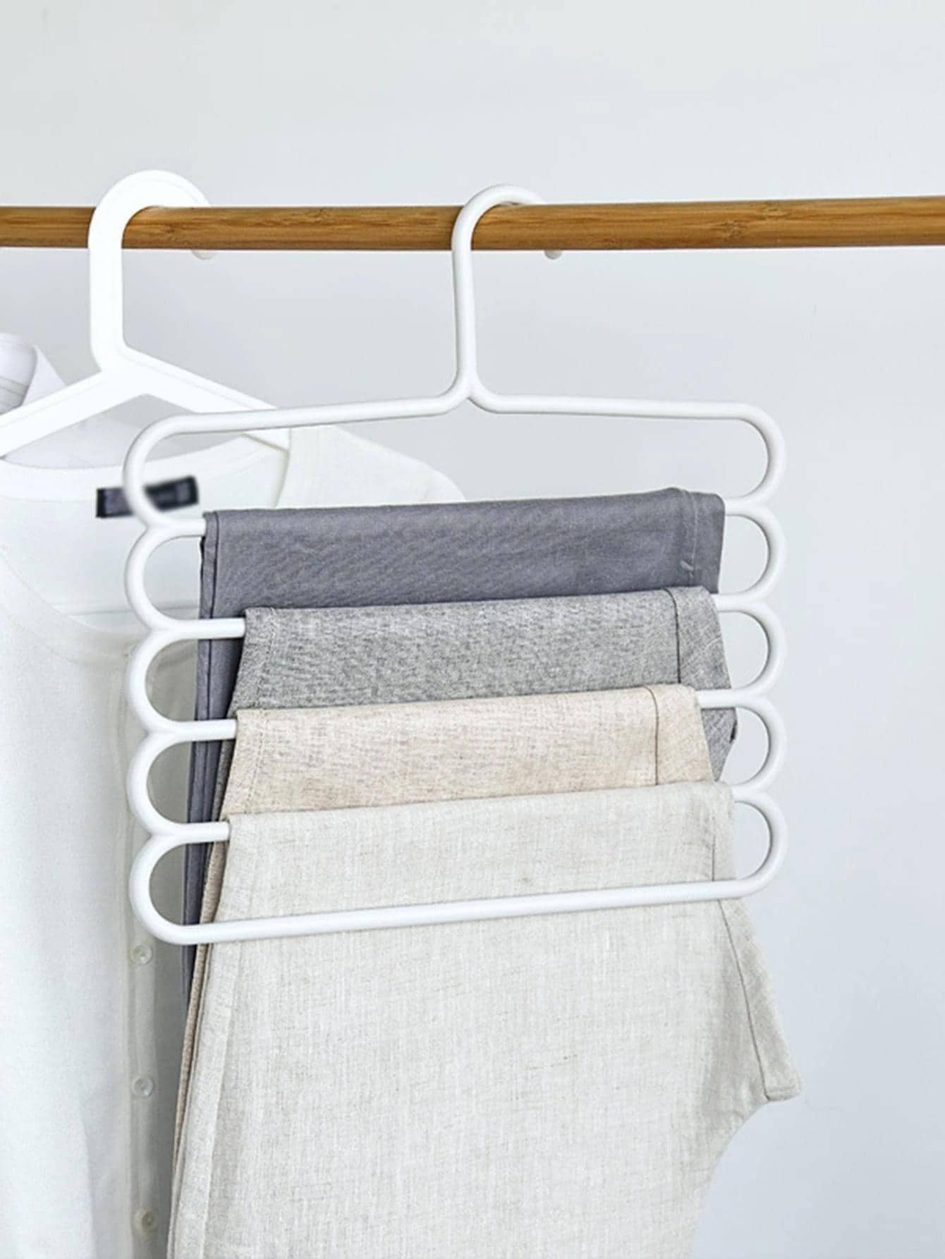 Multifunctional Pants Hanger – Space-Saving Closet Organizer for Jeans, Trousers, Skirts & More (1Pc, White)