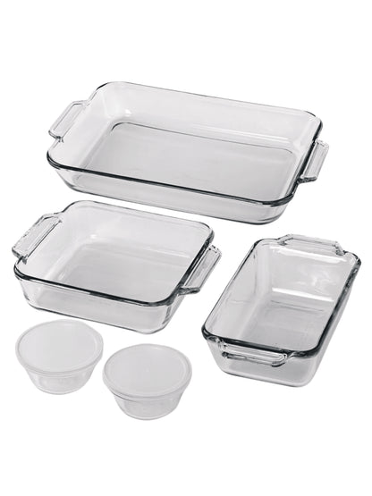 7-Piece Glass Baking Dish Set – Transparent Oven-Safe Glass Bakeware