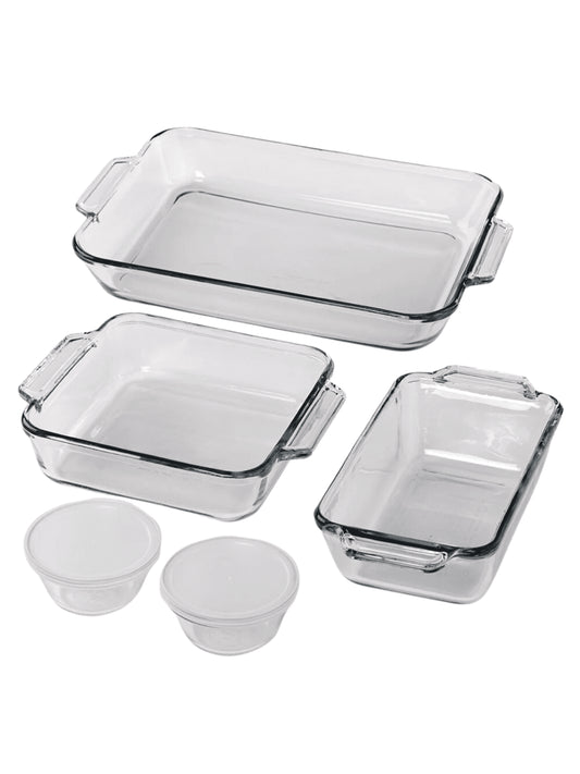 7-Piece Glass Baking Dish Set – Transparent Oven-Safe Glass Bakeware