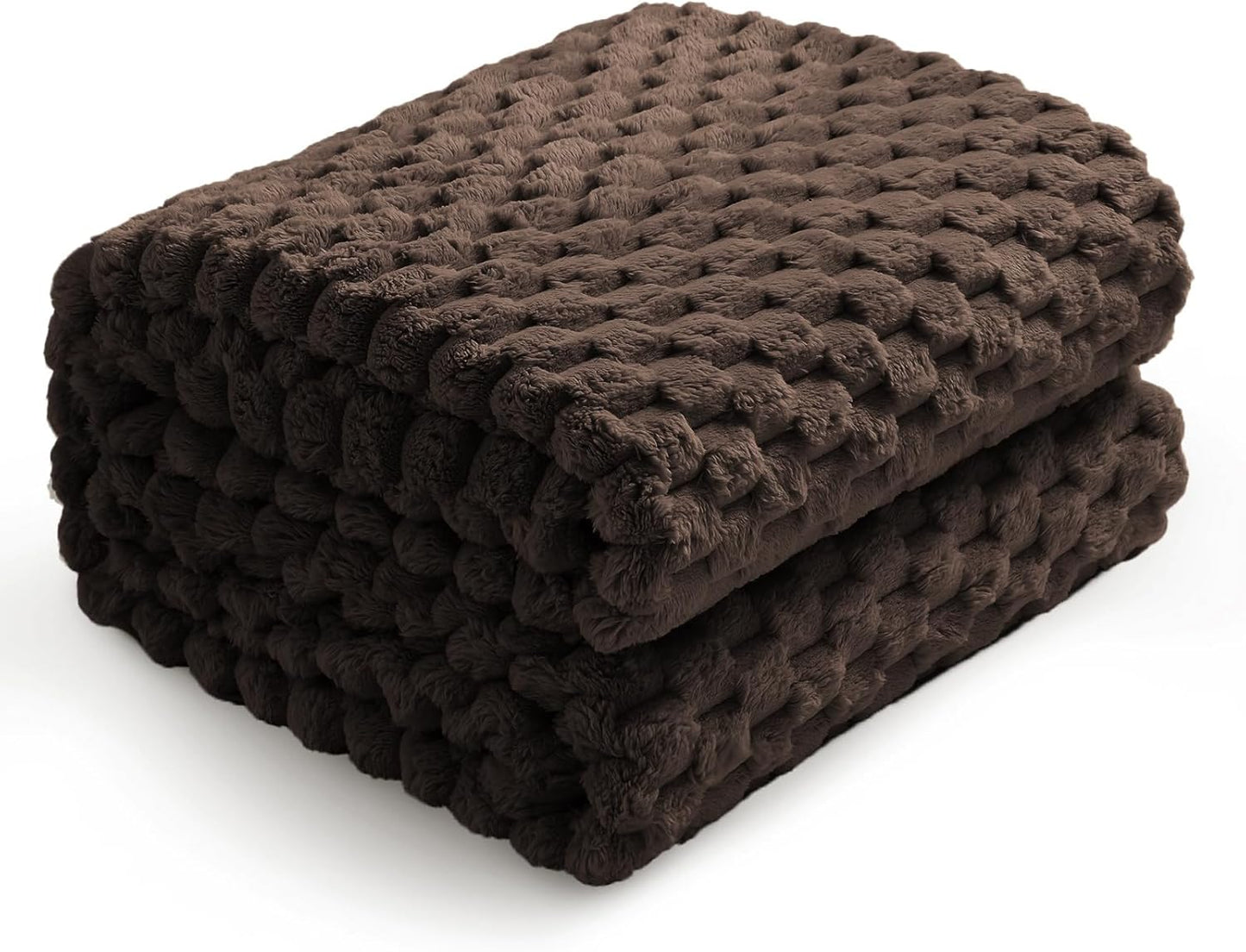 Flannel Fleece Throw Blanket(50X70 Inches), Big 3D Clouds Stylish Hexagon Jacquard Decorative Fuzzy Blankets for Household, Camping, and Travel, Super Soft Cozy, Burnt Orange