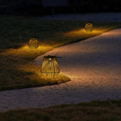 Solar Powered Outdoor Rattan Lantern – Waterproof LED Garden Light with Auto On/Off
