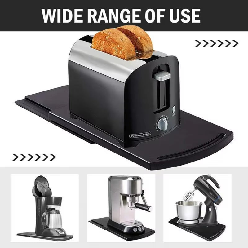 Sliding Appliance Tray with Wheels – ABS Rolling Mat for Coffee Makers, Air Fryers & Kitchen Countertop Storage