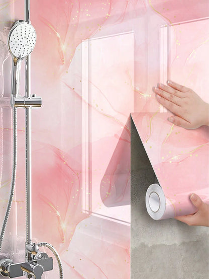 Waterproof Marble Wall Sticker Roll – Removable PVC Wallpaper for Bathroom, Toilet, Shower Room & Floor Renovation