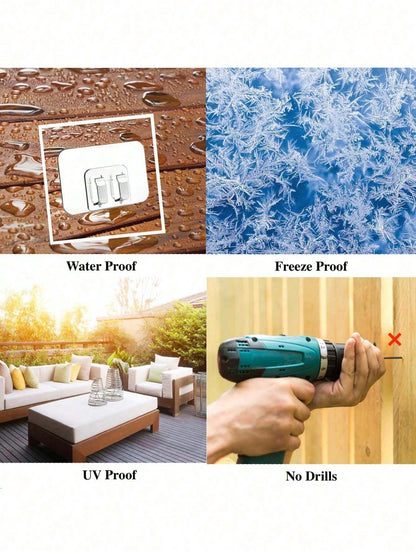 [10/20Pcs] Outdoor String Light Hooks with Adhesive – Waterproof & UV-Resistant Hanging Clips for Holiday Décor, Patio, Garden & Balcony
