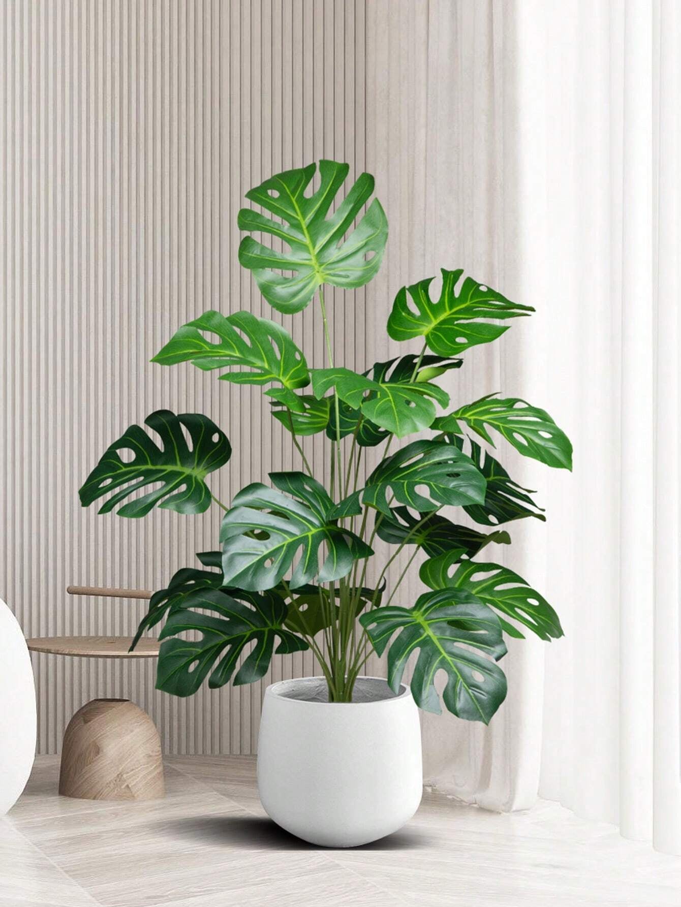 65cm Artificial Monstera Tree – 18 Forks Large Faux Tropical Plant with Turtle Leaves for Home & Garden Decor (No Pot)