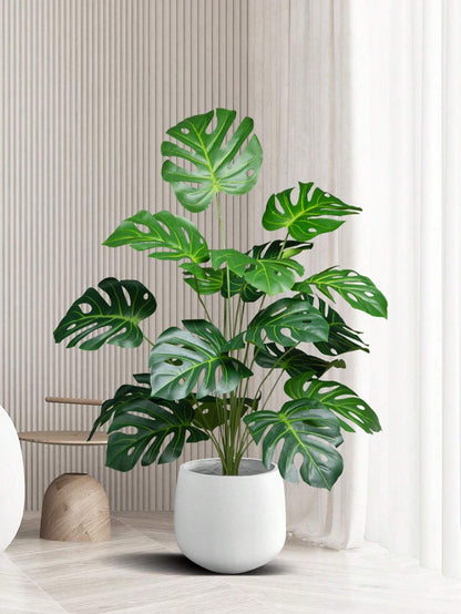 65cm Artificial Monstera Tree – 18 Forks Large Faux Tropical Plant with Turtle Leaves for Home & Garden Decor (No Pot)