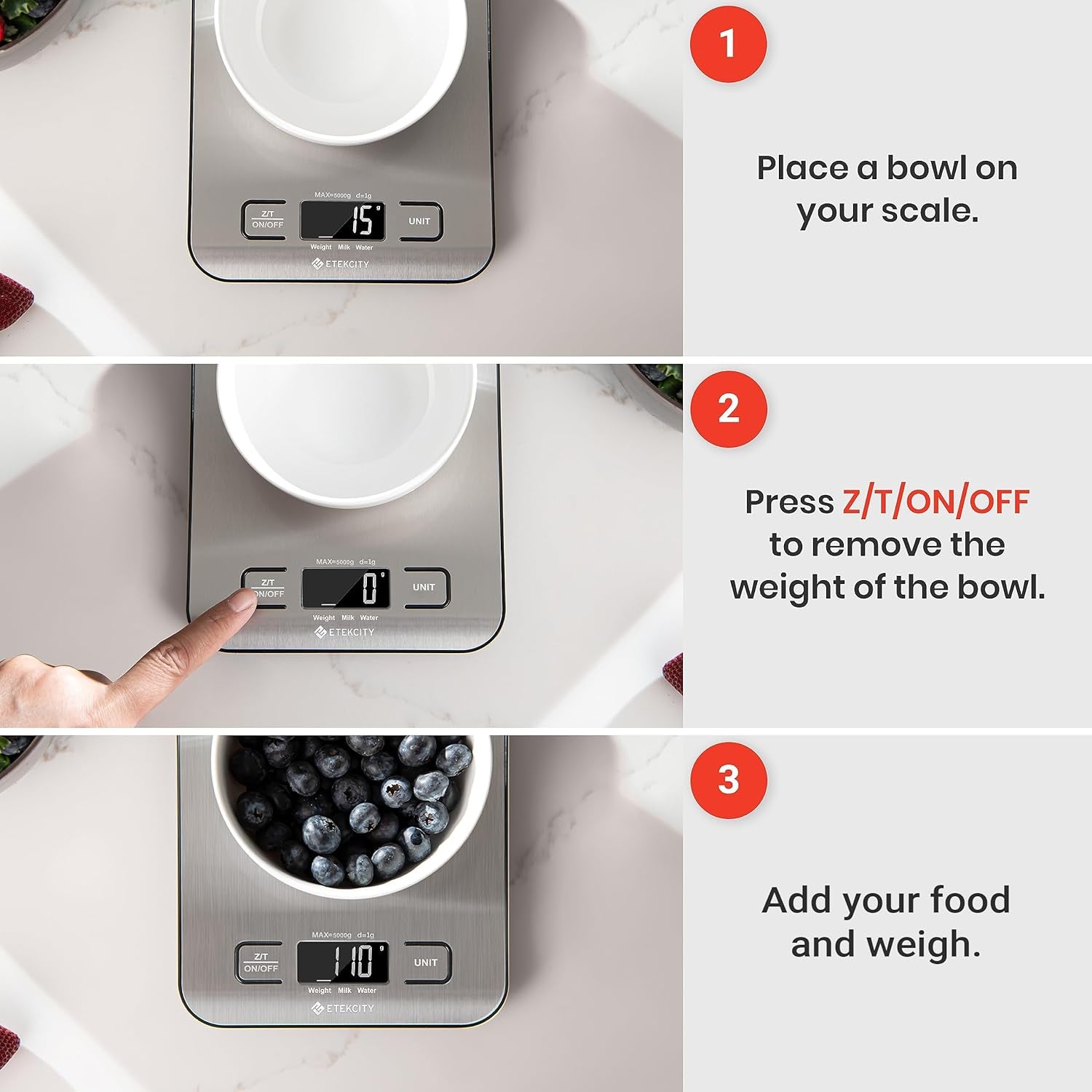Digital Food Kitchen Scale – Stainless Steel with LCD Display, 5-Unit Modes, Tare Function & Batteries Included (11lb Capacity)