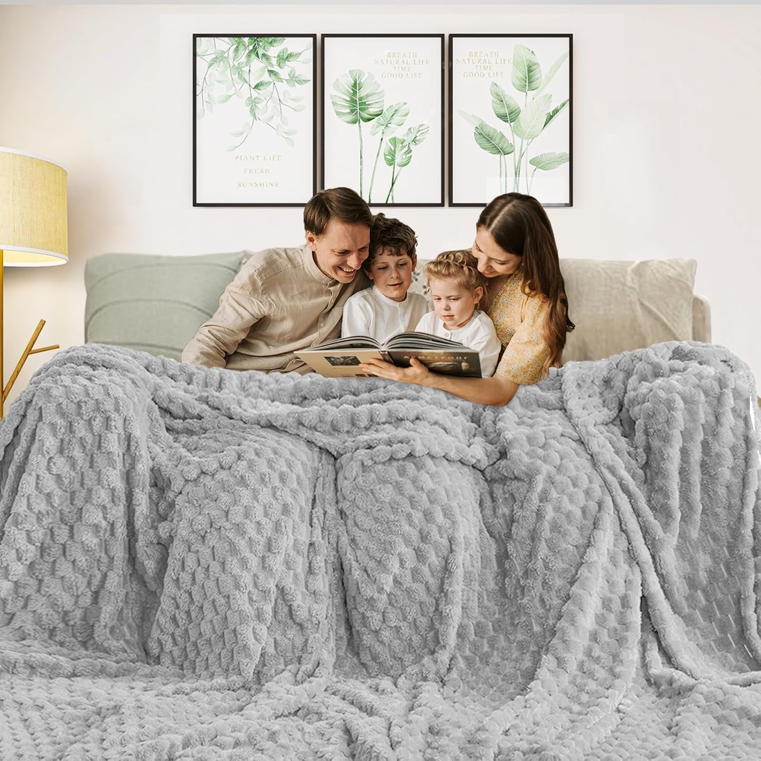 Flannel Fleece Throw Blanket(50X70 Inches), Big 3D Clouds Stylish Hexagon Jacquard Decorative Fuzzy Blankets for Household, Camping, and Travel, Super Soft Cozy, Burnt Orange