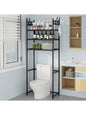 Space-Saving Over-The-Toilet Storage Rack with Hooks – Multi-Purpose Bathroom Organizer