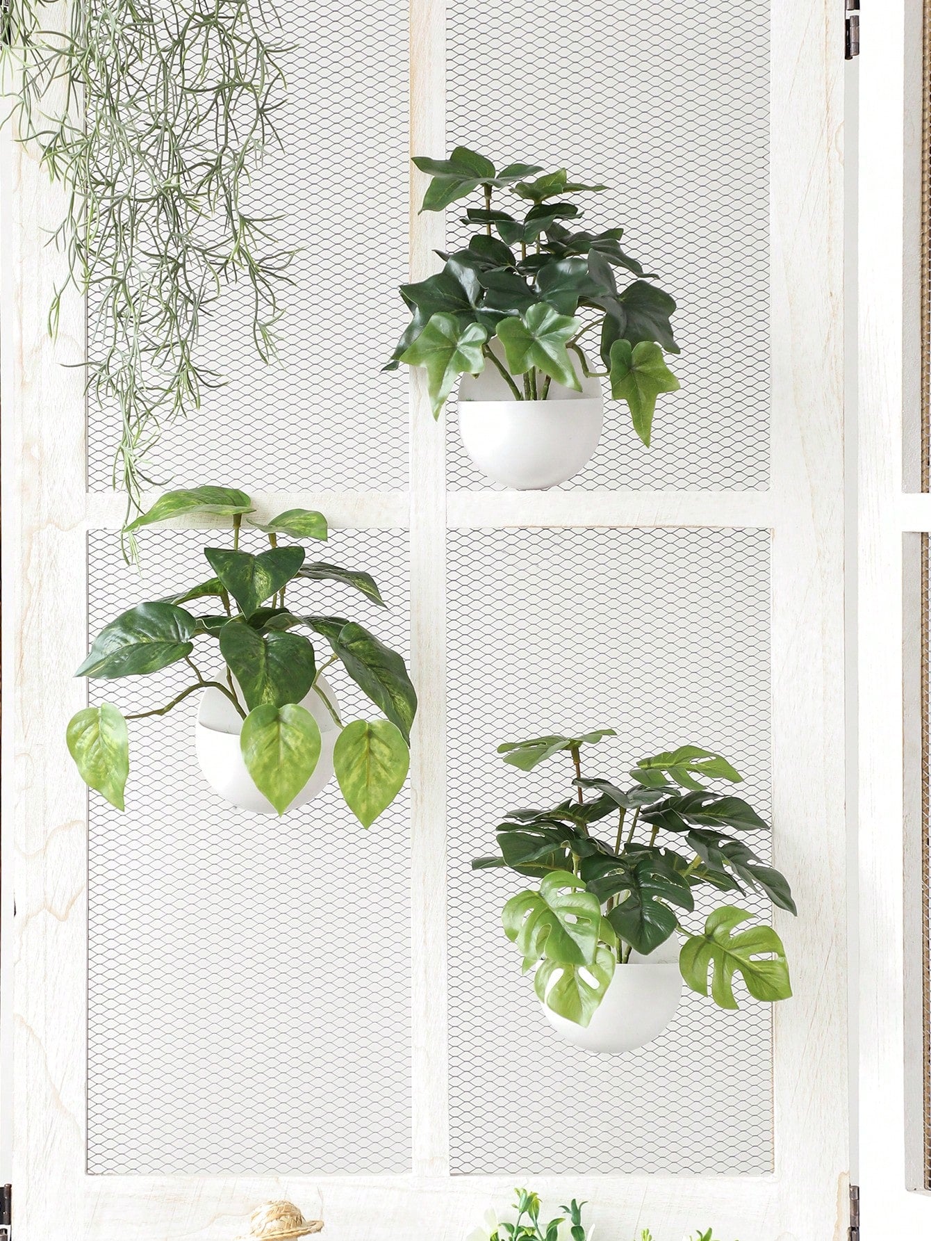 Artificial Hanging Ivy Plant with Half Pot – Faux Greenery for Home & Wall Decor