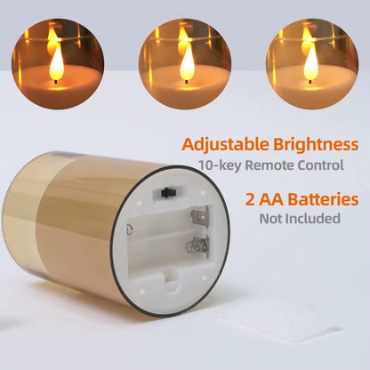 Set of 3 LED Flameless Candles – Acrylic Battery Candles with Remote Control & Timer, Warm Glow for Weddings, Holidays & Home Decor