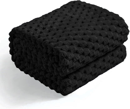 Flannel Fleece Throw Blanket(50X70 Inches), Big 3D Clouds Stylish Hexagon Jacquard Decorative Fuzzy Blankets for Household, Camping, and Travel, Super Soft Cozy, Burnt Orange