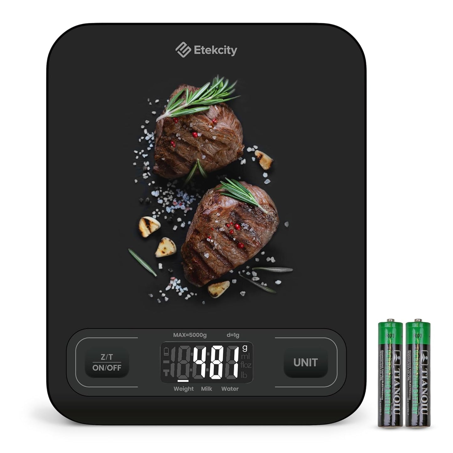 Digital Food Kitchen Scale – Stainless Steel with LCD Display, 5-Unit Modes, Tare Function & Batteries Included (11lb Capacity)