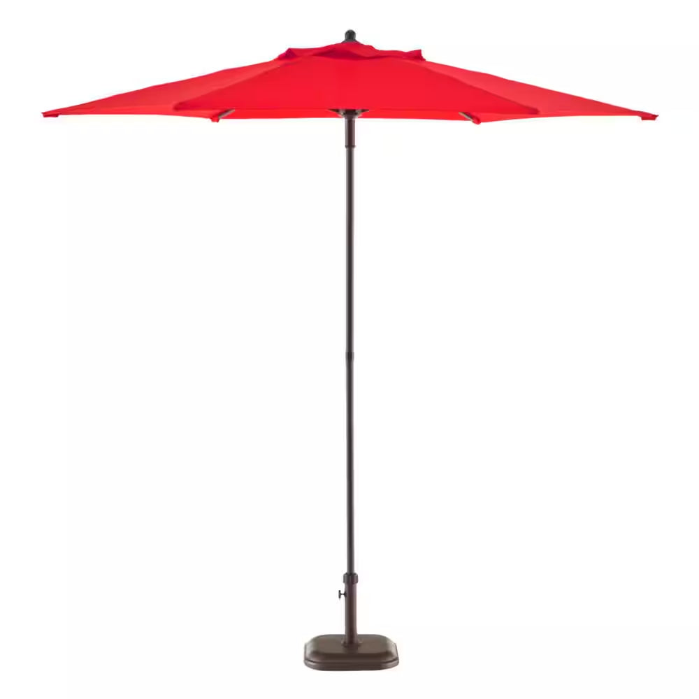 7.5 Ft. Ruby Red Steel Market Patio Umbrella – Vibrant Outdoor Shade with Manual Push-Up Lift