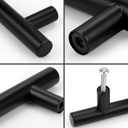 10-Pack Matte Black T-Bar Cabinet Knobs – 2-Inch Stainless Steel Pulls for Kitchen, Dresser & Bathroom Cabinets
