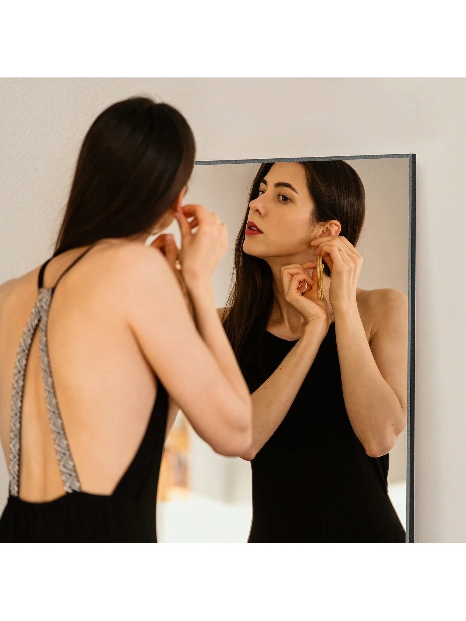 Sweetcrispy Mirror Full Length, 21"X64" Body Wall Mirrors with Shatter-Proof Glass, Floor Standing, Hanging or Leaning, Large Tall Mirror with Stand Aluminum Alloy Frame for Bedroom Cloakroom