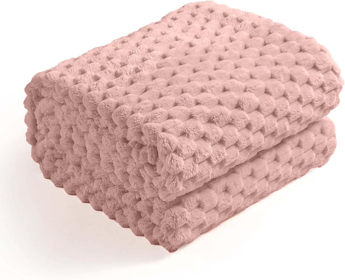 Flannel Fleece Throw Blanket(50X70 Inches), Big 3D Clouds Stylish Hexagon Jacquard Decorative Fuzzy Blankets for Household, Camping, and Travel, Super Soft Cozy, Burnt Orange