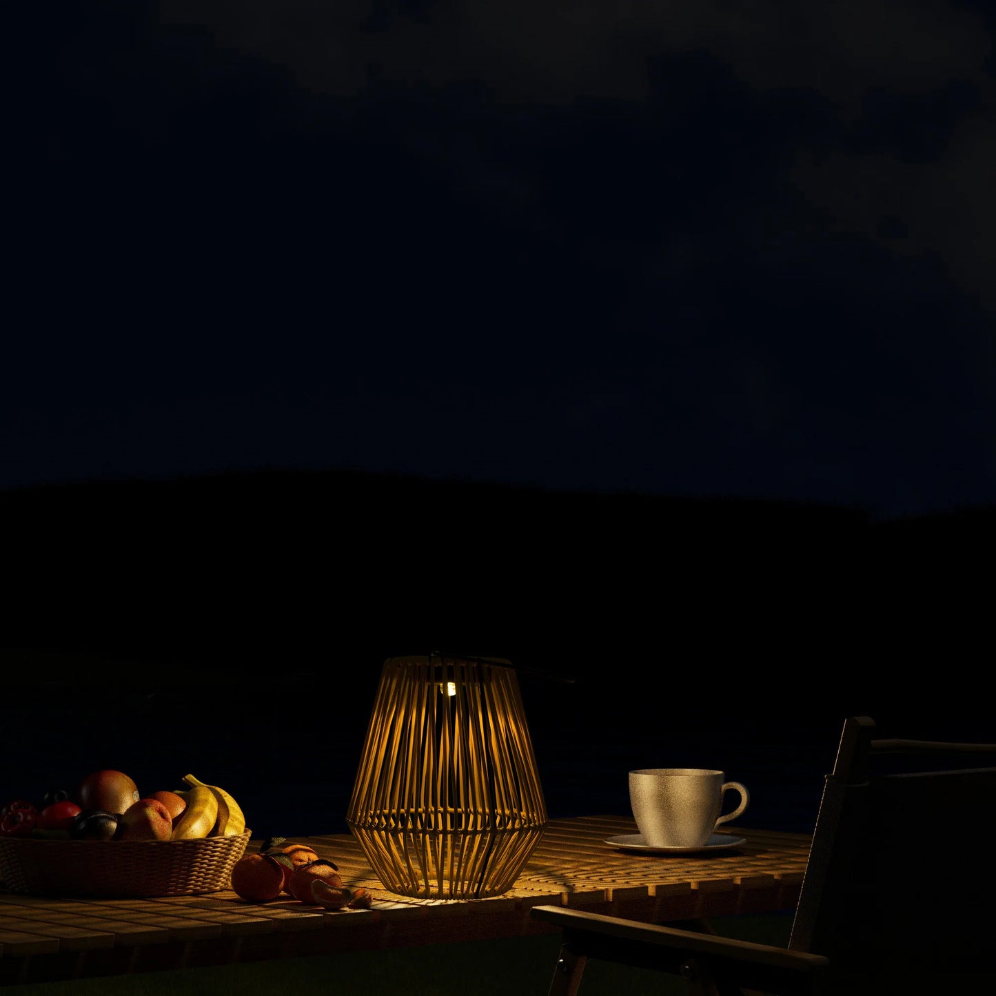 Solar Powered Outdoor Rattan Lantern – Waterproof LED Garden Light with Auto On/Off