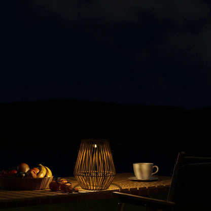 Solar Powered Outdoor Rattan Lantern – Waterproof LED Garden Light with Auto On/Off